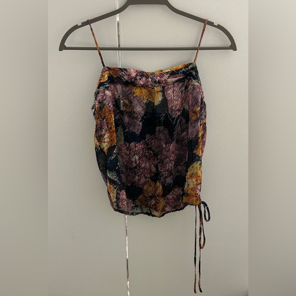 BCBG Silk Multicolor Spaghetti Strap Top